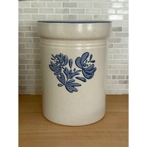 Pfaltzgraff Yorktowne Kitchen Utensil Crock Blue Floral Stoneware USA EUC